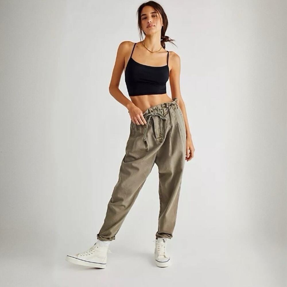 Free People Margate Pleated Trousers | Olive Green | NWT | Size L